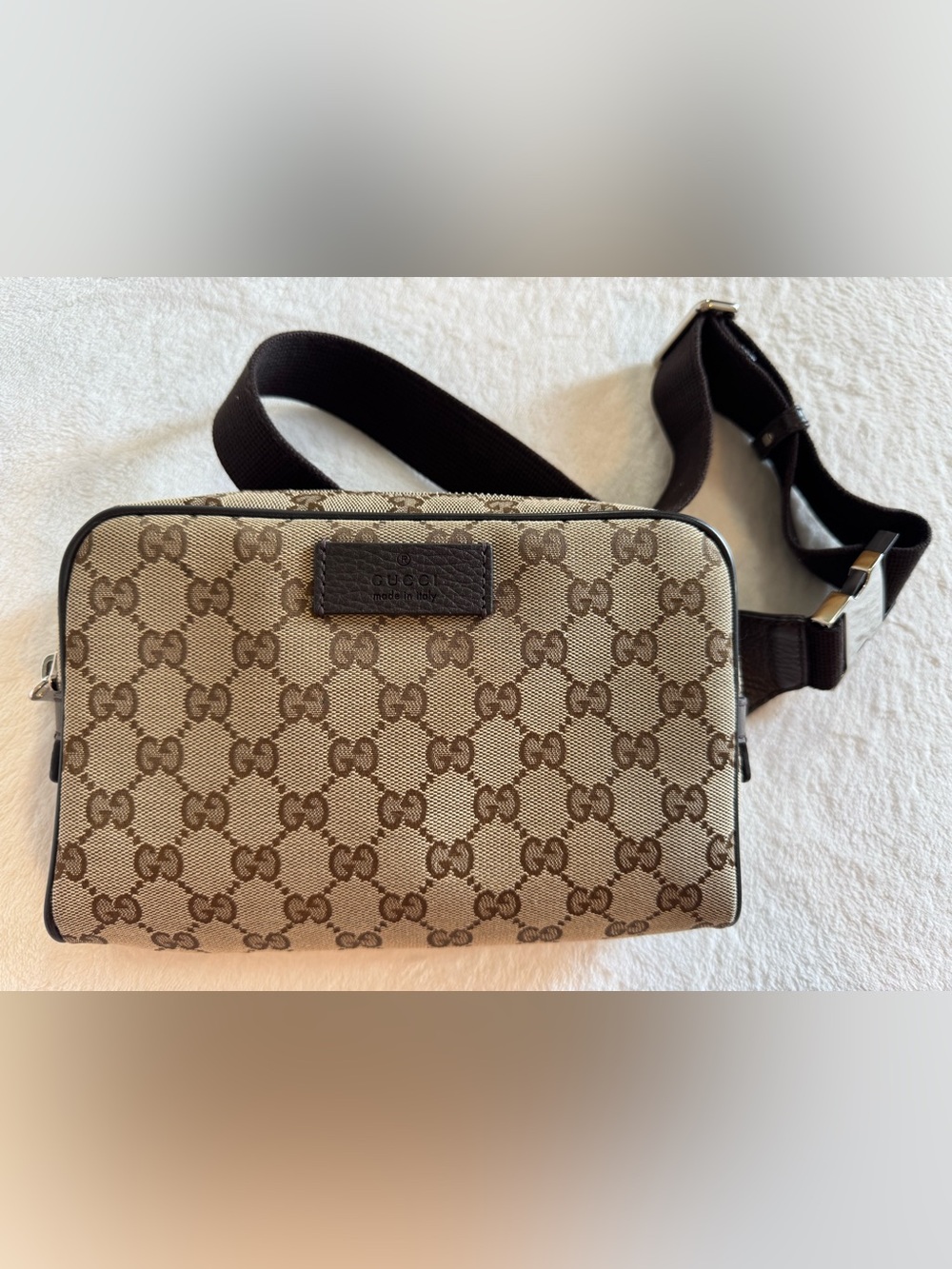 Authentic Gucci Jacquard GG Monogram Crossbody Belt Bag Fannypack